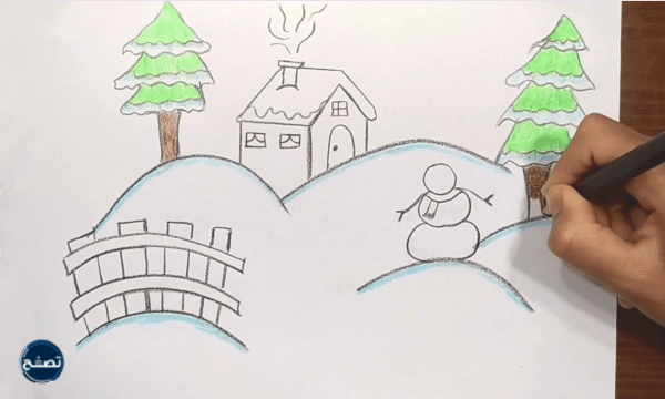لوحة رسم عن فصل الشتاء للاطفال