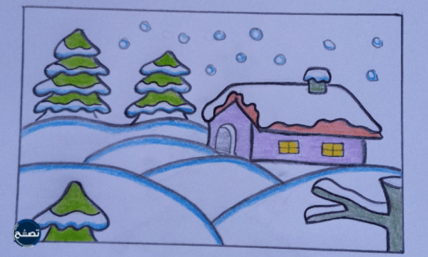 لوحة رسم عن فصل الشتاء للاطفال
