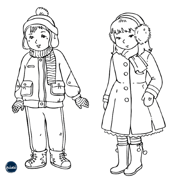 ملابس فصل الشتاء للاطفال للتلوين