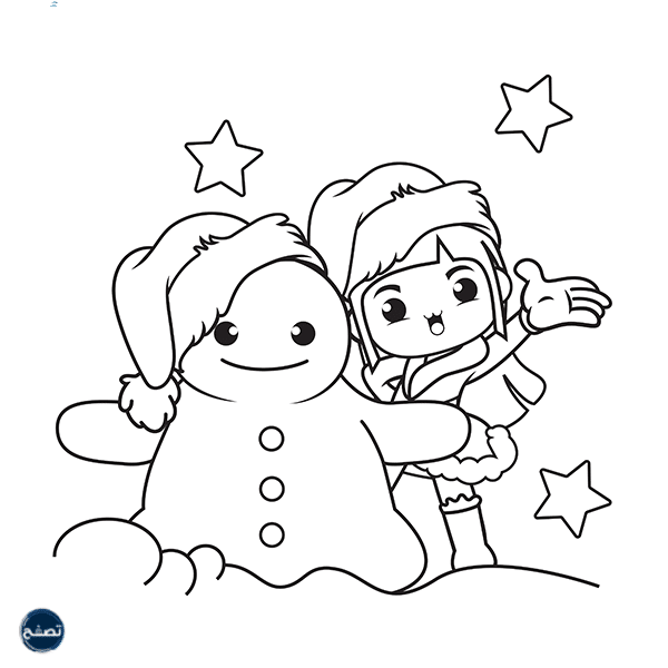 رسمة رجل الثلج في فصل الشتاء