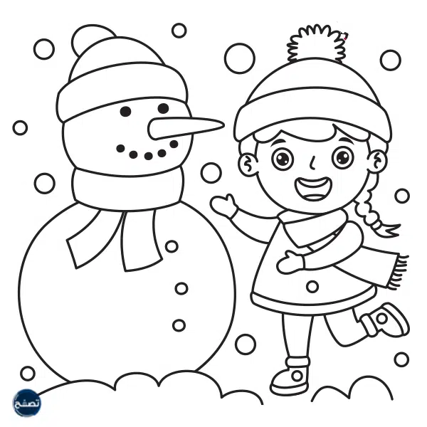 رسمة رجل الثلج في فصل الشتاء